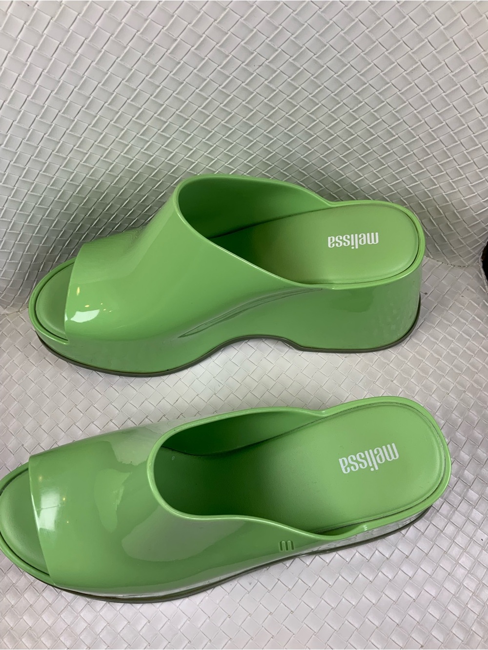 Melissa Glossy Light Green Slip-On Platform Clogs - Picture 9 of 10